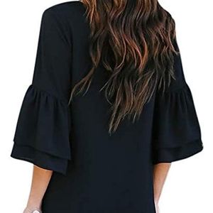 MISSLOOK Women's Dress V-Neck Cute Bell Sleeve